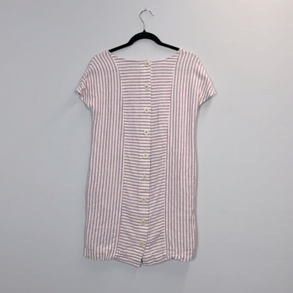 Madewell Daphne Rust Stripe-Play Button-Back Tee Dress Size Extra Small - Picture 4 of 5